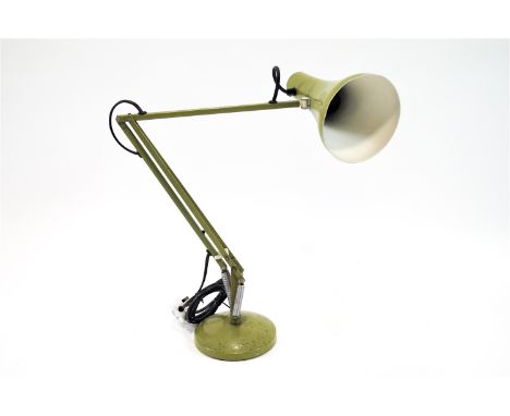 A green anglepoise lamp, 81cm high