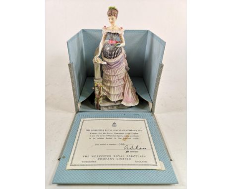 A Royal Worcester figure 'Louisa', showing a lady in an Edwardian bustled ball gown, in original box, with certificate, 388/5