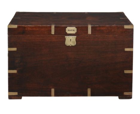 A Mid 19th century hardwood and brass bound seaman's trunk, circa 1850  A Mid 19th century hardwood and brass bound seaman's 