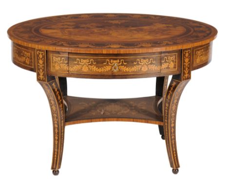 A Continental oval walnut and marquetry centre table  A Continental oval walnut and marquetry centre table  , third quarter 1