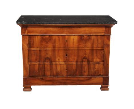 A Louis Phillipe walnut commode , first half 19th century  A Louis Phillipe walnut commode  , first half 19th century, the sh