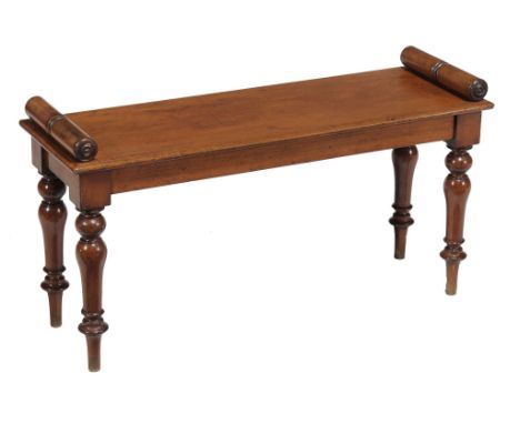 A William IV mahogany hall bench, circa 1835  A William IV mahogany hall bench,   circa 1835, the rectangular seat flanked by