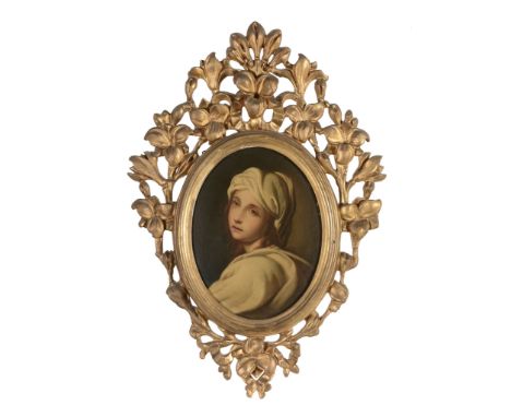After Guido Reni - Portrait of a girl, said to be Beatrice Cenci Oil on board Oval, 21 x 16 cm. (8 1/4 x 6 1/4 in.) 