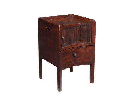 A late George III concave fronted bedside commode/cupboard , circa 1800  A late George III concave fronted bedside commode/cu