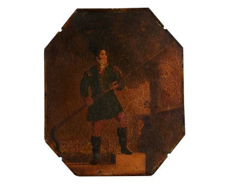 English School (18th Century) - Portrait of a fireman Oil on copper 32 x 27 cm. (12 1/2 x 10 1/2 in.) 