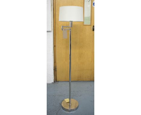 STANDARD LAMP, Ralph Lauren style swing arm in chromed metal finish with shade, 144cm H.