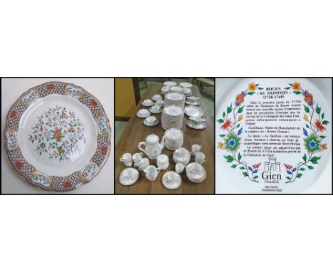 AN EXTENSIVE GIEN 'SAINFOIN' DINNER SERVICE, in faience manner including twenty dinner plates, twenty four dessert plates, ei