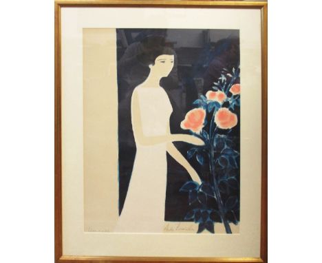 ANDRÉ BRASILLIER, 'Le parfum des roses' lithograph in colours, E. A. signed lower right, 62cm x 53cm, framed and glazed.