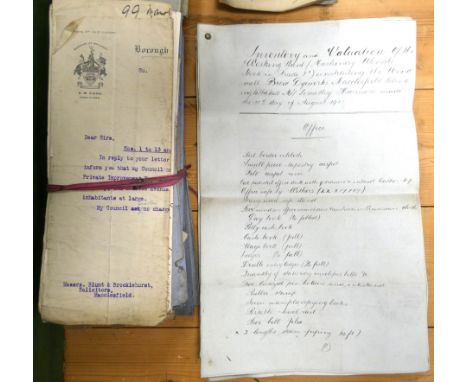 Documents &amp; Ephemera - Cheshire -&nbsp; Macclesfield. Late 19th to early 20th century extensive archive of the Trustees o