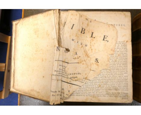 SPENCE R. (Pubs).&nbsp;&nbsp;The Bible With Notes. 2 vols. Quarto. Reverse calf, defective title to vol. 1. York, 1781. 