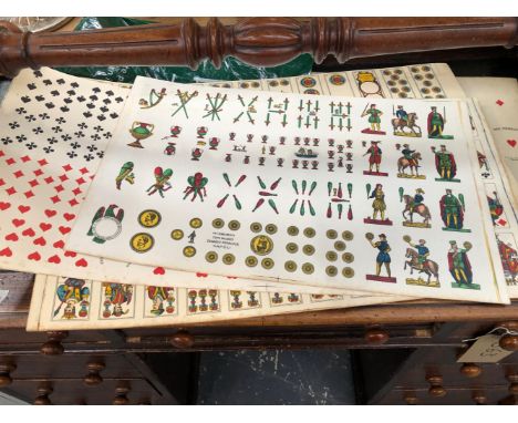 FOUR ITALIAN SHEETS OF PLAYING CARD DESIGNS