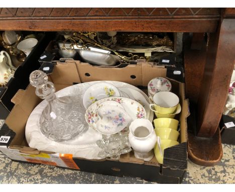 FLORAL ORNAMENTS, MISCELLANEOUS CERAMICS, A SHIPS DECANTER, LIGHTING, ETC.