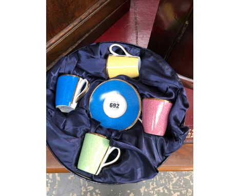 A CASED SET OF FOUR ROYAL WORCESTER MUGS AND SAUCERS