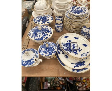 ROYAL WORCESTER DINNER WARES PRINTED IN BLUE WITH DRAGONS