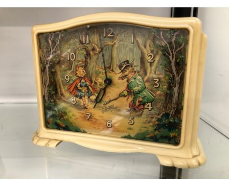 BAKERLITE MUSICAL ALARM CLOCK BY SMITHS "WHO'S AFRAID OF THE BIG BAD WOLF"