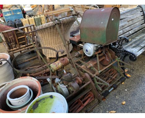 TWO VINTAGE PETROL ENGINE LAWN MOWERS