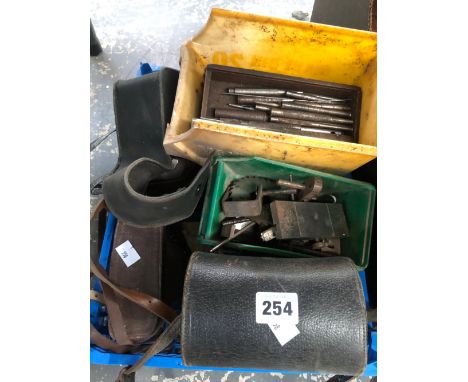 A PAIR OF LIEBERMAN &amp; GORTZ 12 X 40 BINOCULARS, VINTAGE CAMERAS, NAIL PUNCHS AND OTHER TOOLS