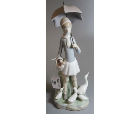 Lladro Spanish porcelain figurine of a young girl with umbrella surrounded by geese.(B.P. 21% + VAT) 