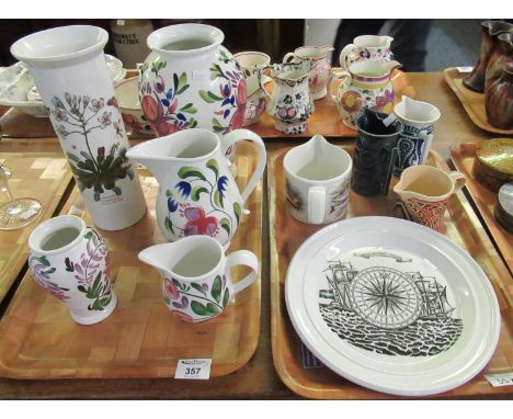 Two trays of Portmeirion pottery items of varying designs including: 'Welsh Dresser' vases and jugs, 'Botanic Garden' cylinde