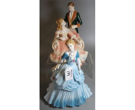 Two Royal Worcester bone china figurines to include; 'Night at the Opera, Glittering Occasions' and a 'Gift of Love, Age of R