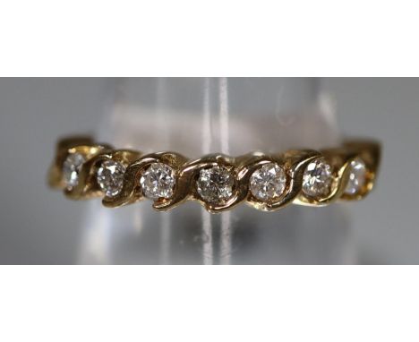 9ct gold diamond half eternity style ring.  Ring size M.  Approx weight 2.5 grams. (B.P. 21% + VAT) 