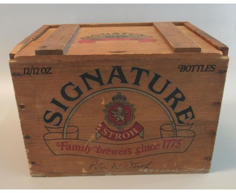Vintage wooden box marked 'Signature Beer Stroh family brewers since 1775'.(B.P. 21% + VAT) 