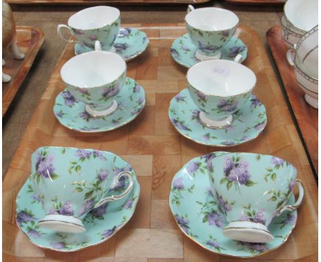 A set of six Royal Albert 'Archive' collection bone china 'Lilac Lane' cups and saucers. (B.P. 21% + VAT)Slight wear/loss to 