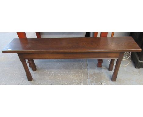 Mid Century oak bench of rectangular form with chamfered legs. (B.P. 21% + VAT) 