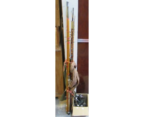 Collection of vintage and other fishing rods, together with a box of fishing reels, Ryobi etc. (B.P. 21% + VAT) 