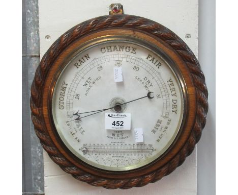 Early 20th Century oak wall barometer.(B.P. 21% + VAT) 