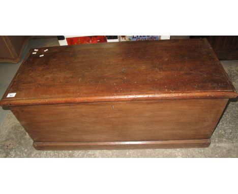 19th Century pine trunk of plain form with fitted candle box and metal carrying handles. (B.P. 21% + VAT) 