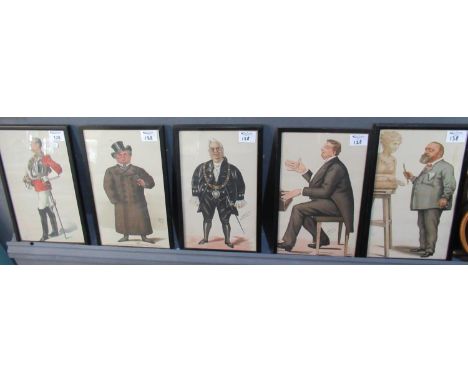 Group of assorted spy and other caricature portrait prints. 31 x 18cm approx. Framed and glazed. (5)(B.P. 21% + VAT) 