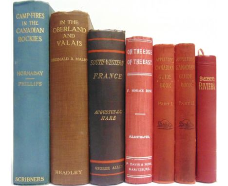 [TRAVEL]  Six assorted works, in seven volumes, including Hornaday, William. Camp-Fires in the Canadian Rockies, Scribner's S