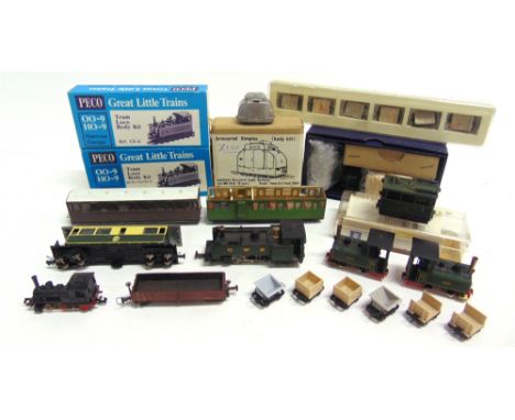 [OO-9 SCALE]. A MISCELLANEOUS COLLECTION  comprising locomotives (including two Peco kits), coaches and wagons, variable cond