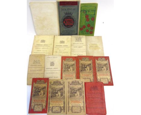 [MAPS]  Sixteen assorted folding maps, mainly Ordnance Survey, including also Bartholomew's New Map of Central &amp; South Af