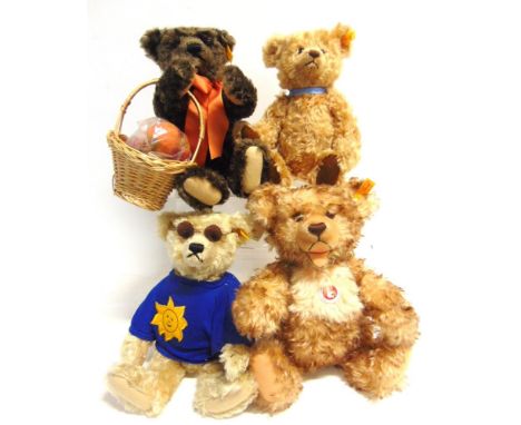 FOUR STEIFF COLLECTOR'S TEDDY BEARS  comprising a Teddy Bear 30 (Danbury Mint exclusive, 2002), pale gold, 30cm high; and thr