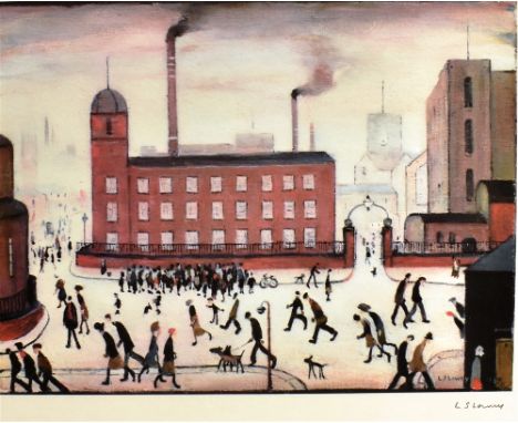 AFTER LAURENCE STEPHEN LOWRY RBA RA (1887-1976) 'Mill Scene' Colour print signed to the mount lower right From the edition of