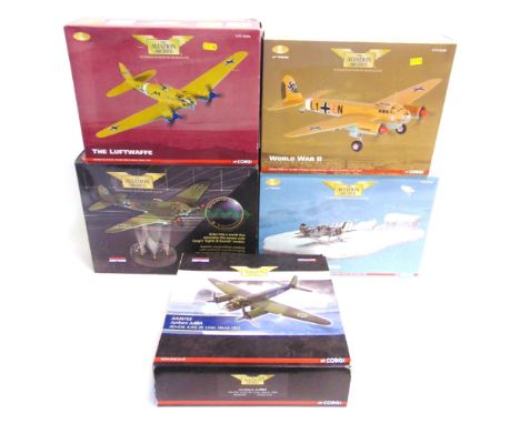 FIVE 1/72 SCALE CORGI AVIATION ARCHIVE DIECAST MODELS  mostly German aircraft, each boxed (some possibly lacking self-fit or 