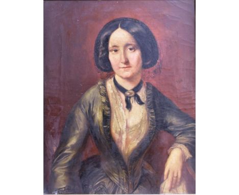 19TH CENTURY ENGLISH SCHOOL Half length portrait of a lady Oil on canvas 38cm x 30cm Condition Report : overall craquelure. g