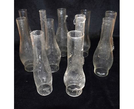 ELEVEN VARIOUS OIL LAMP FUNNELS  approximately 26cm high Condition Report : dusty, but no chips or cracks Condition reports a
