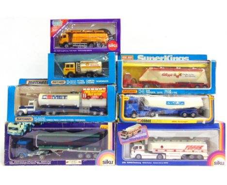 SEVEN ASSORTED DIECAST MODEL TANKERS  by Siku (3), Matchbox (3), and Corgi (1), most mint or near mint (some plastic componen
