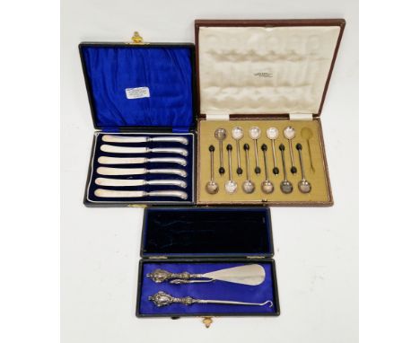 Eleven silver coffee bean spoons, Sheffield 1921, Cooper Bros, contained in a fitted case for twelve spoons, gross weight 2.9