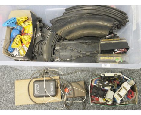 Quantity of vintage Scalextric slot cars and track to include Escort RS 1600, TR7 C130-0020, Rover 3500, C135 Tyrell, C-126 T