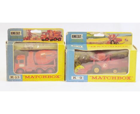 Two Boxed Matchbox King Size diecast models to include K-9 Combine Harvester and K-13 Ready-Mix Concrete Truck (2)