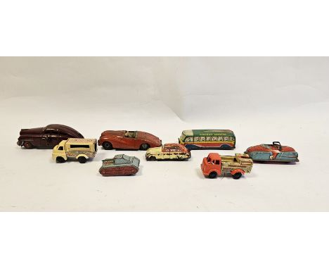 Tinplate model cars to include Shuco Fex 1111, Wells Brimtoy ice cream van, Wells Brimtoy Breakdown Service Lorry, Glamorgan 