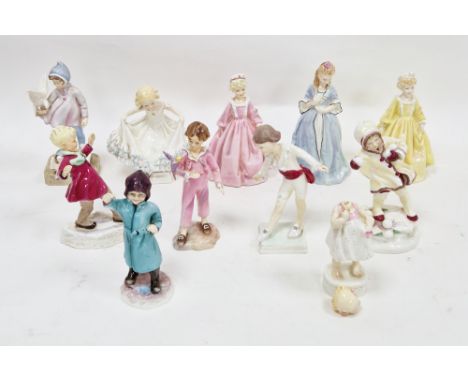 Collection of Royal Worcester figures modelled by F G Doughty, 20th century, printed black factory marks, comprising 'Fantail