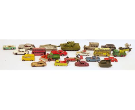 Large quantity of playworn Dinky, Corgi and other diecast model cars to include Dinky Toys 105 Maximum Security Vehicle, Corg