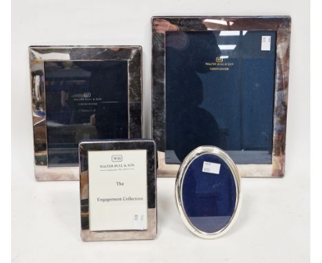 Three ' Walter Bull &amp; Son of Cirencester ' silver plated rectangular photograph frames, largest external measurements 30c