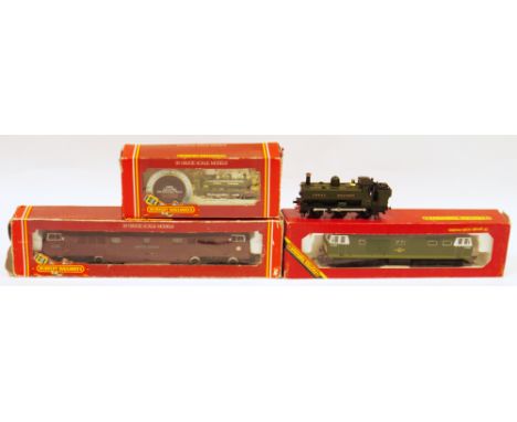 Three boxed Hornby 00 gauge locomotives&nbsp;to include R.059 GWR class 2721 loco pannier tank, R.368 BR class 52 diesel 'Wes