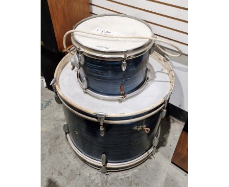 Premier drum&nbsp;with blue mottled finish, 32cm diameter together with similar large drum,&nbsp;53cm diameterCondition Repor